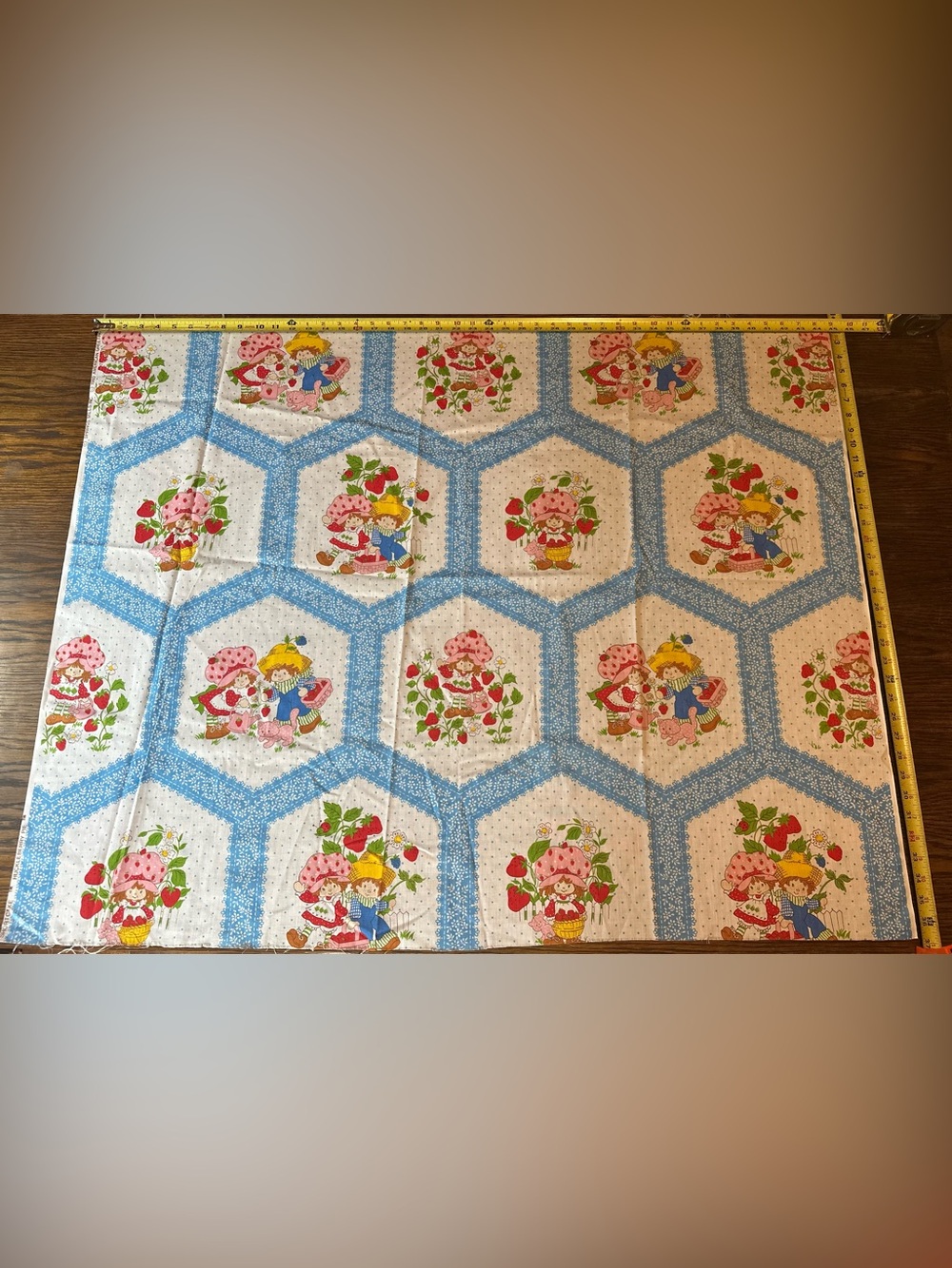 Vintage RARE Strawberry Shortcake Huckleberry Pie honeycomb 1980 fabric 45x35.5